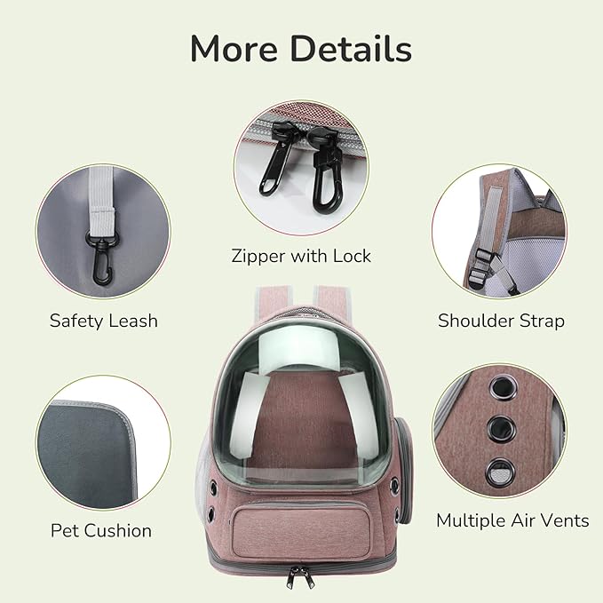 Cat Backpack Carrier for Large Cats, Expandable Cat Bubble Backpack, Dog Carriers for Small Medium Dogs, Airline Approved Pet Carrier for Travel Hiking Outdoor(Khaki)