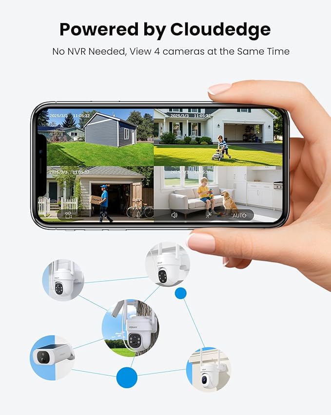 Solar Security Cameras Wireless Outdoor, 3MP Pan Tilt 360°WiFi Camera with Color Night Vision/PIR Sensor/2-Way Audio/Alexa/Google Assistant