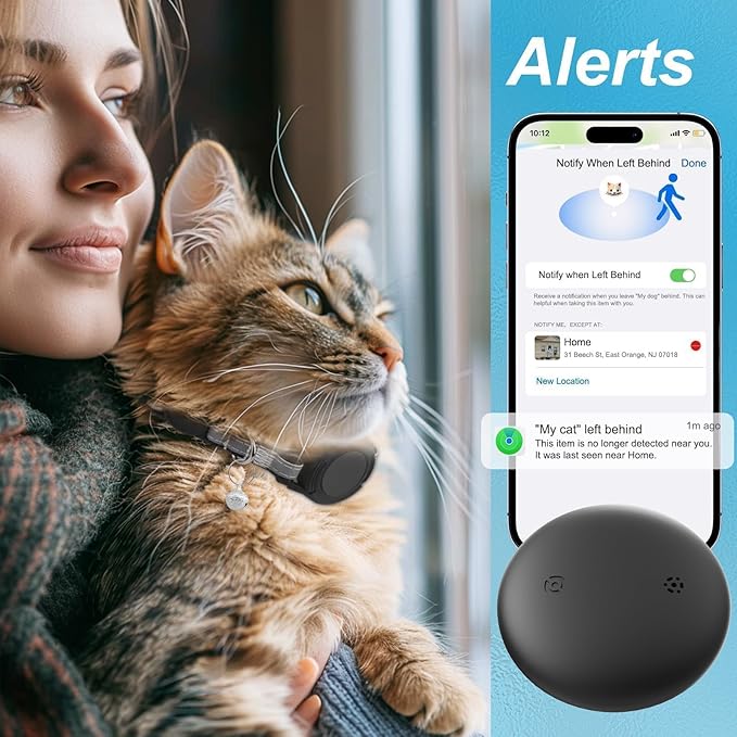 GPS Tracker for Cats (2 Pack), Mini GPS Cat Tracker, Smart Pet Activity Tracker, No Monthly Fee, Compatible with Apple Find My(iOS Only), Anti-Lost, Finder Tag for Vehicles, Pets, Kids, Items