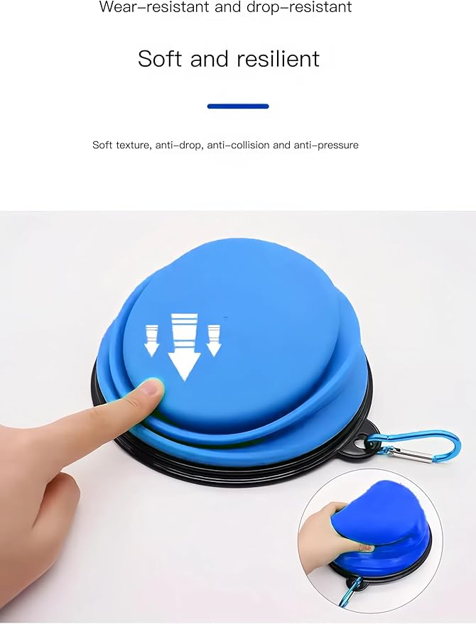 Large Collapsible Dog Bowl for Traveling Hinking Camping,2-Pack Portable Silicone Bowls with2 Sizes(34oz+12oz),Foldable Bowl with Slow Feeding Function