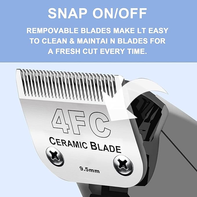 5PCS 10 Blades Dog Grooming Replacement Blades Compatible with Andis Pet Clipper/Oster A5/Wahl KM Series Dog Clipper,Ceramic Blade & Stainless Steel Blade, Size :#10+30+40+5FC+4FC