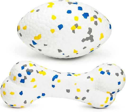 2Pcs Bone Dog Balls+Rugby Dog Toys for Aggressive Chewers, Indestructible Tennis Balls for Dogs (Bone+Rugby)
