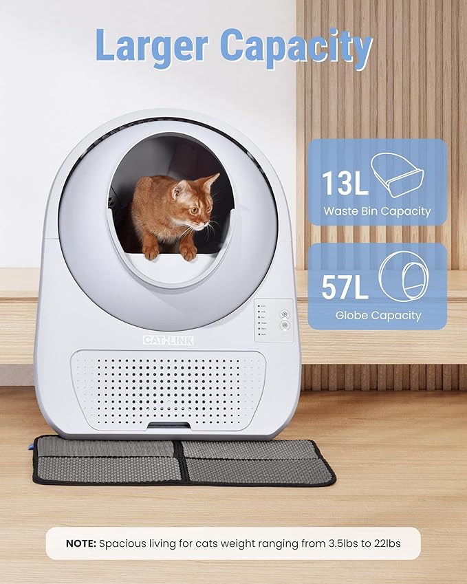 CATLINK Automatic Self Cleaning Cat Litter Box for Multiple Cats, Large Capacity with Advanced Odor Control, Versatile Litter Compatibility, Mat & Garbage Bag for Cats 3.5-22 lbs