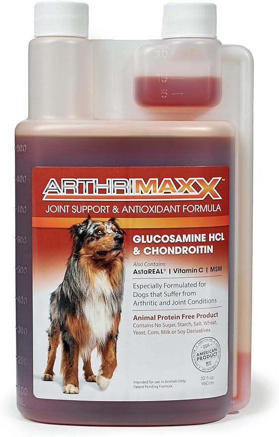 Dog Supplement for Joint Inflammation & Arthritis, Naturally Potent Dog Joint Care, Antioxidant Formula with MSM, Chondroitin, Vitamin C, & Glucosamine for Dogs, 32 fl oz
