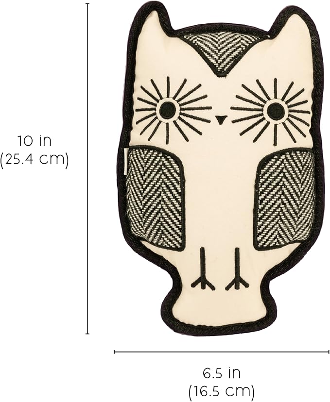 Harry Barker Durable Plush Dog Toys, Herringbone Owl Toy