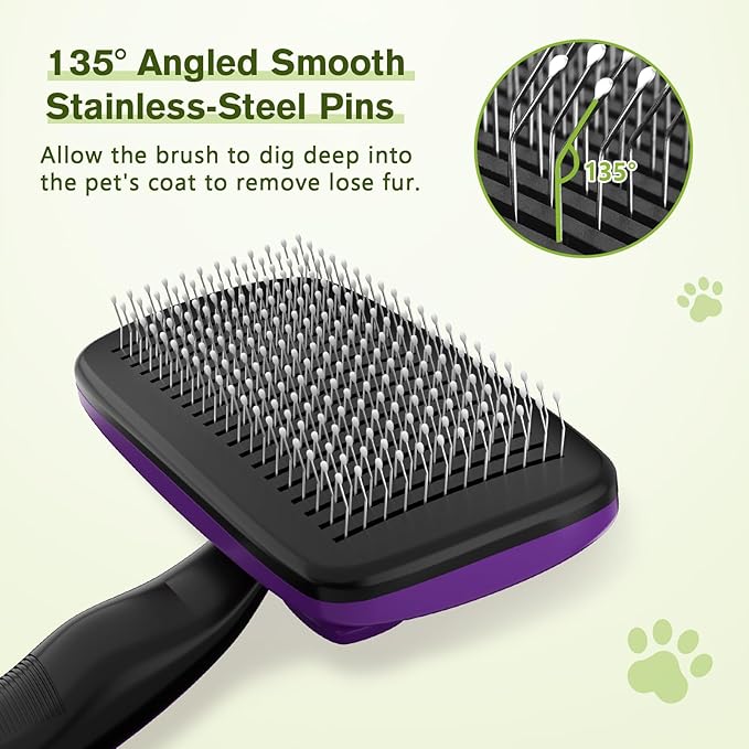 Pecute Self-Cleaning Slicker Brush for Dogs, Cats, Lightweight Dog Brush for Shedding Massaging Grooming, Cat Brush Gently Removes Loose Fur Undercoat for Small Dogs Cats Rabbits of All Hair Types
