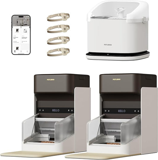 PETLIBRO RFID Automatic Cat Feeder & Water Fountain – Collar Tag Activated, Wi-Fi Programmable Combo with Cat Recognition & Diet Tracking, Personalized Feeding & Fresh Water for Multi-Pet Homes