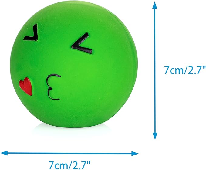 CHIWAVA 3 Pack 2.7'' Latex Squeaky Dog Toy Ball Smiley Face Round Balls Interactive Fetch Play for Medium Dogs