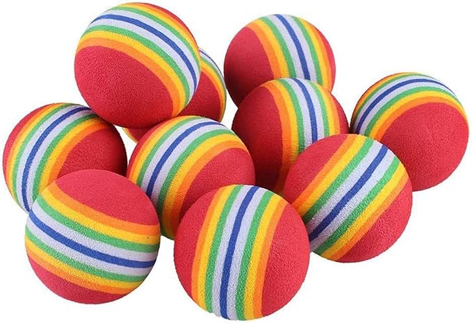 12 Pack Rainbow Cat Toy Balls Soft EVA Foam Interactive Indoor Kittens Favorite Toys 1.38" Dia. Small Dogs Puppies Toy Balls Bulk Activity Chase Quiet Play Sponge Ball