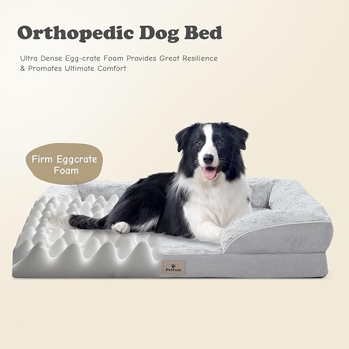 Orthopedic Dog Bed for Large Dogs - Big Washable Dog Sofa Beds Large, Supportive Foam Pet Couch Bed with Removable Washable Cover, Waterproof Lining and Nonskid Bottom