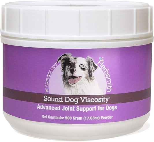 Herbsmith Sound Dog Viscosity – Advanced Joint Support for Dogs – Veterinarian Recommended Glucosamine for Dogs, Hyaluronic Acid, Chondroitin, MSM – Natural Arthritis Pain Relief – 500g Powder