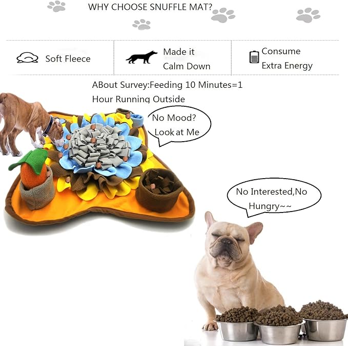 Dogs Snuffle Mat Pet Feeding Mats Puppy Sniffing Pad,Cat Doggies Interactive Puzzle Toys for Multiple Breeds Encourages Natural Foraging Skills,Training and Stress Release (Grey Brown)