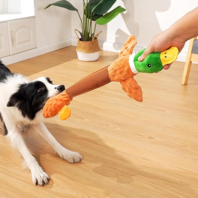 Extra Large Dog Toy, Durable Dog Toy for Large Breed, 20 Inch Tug of War Dog Interactive Toy, Stuffed Animal Dog Chew Toy with Crinkle Paper for Small, Middle and Big Dogs(Duck)