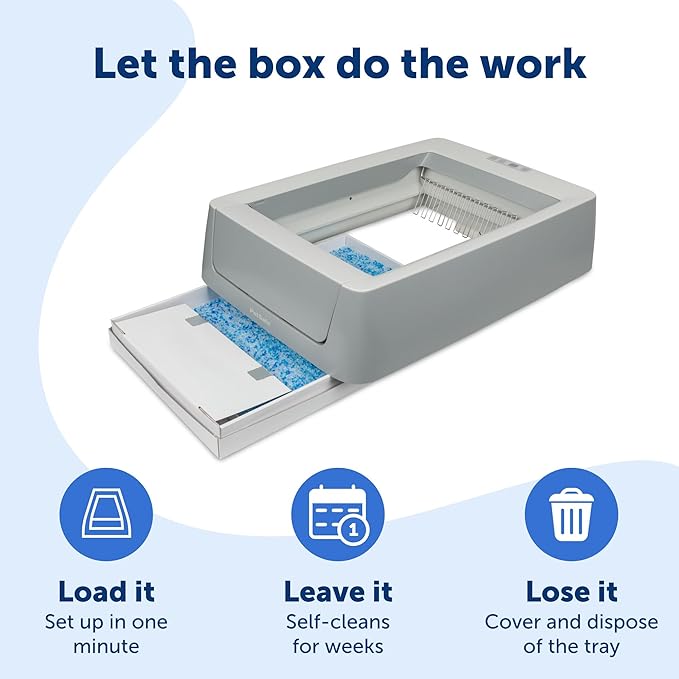 PetSafe ScoopFree Crystal Smart Self-Cleaning Automatic Litter Box - Uncovered Motion-Sensing Cat Box with Integrated Health Counter & App - Includes 1 Disposable Crystal Litter Tray