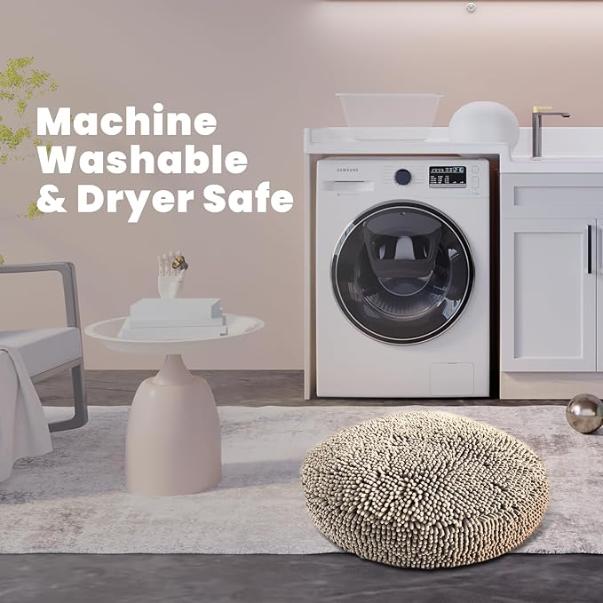 Muddy Mat® Cloud K-9 Bed for Dogs & Cats, Soft & Relaxing Donut Dog Bed, Chenille Material, Removable Cover, Washable & Dryer Safe–Beige Large(40'x40')