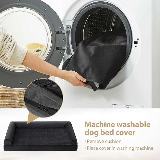 BFPETHOME Washable Dog Beds for Large Dogs, Orthopedic Dog Bed Large, Big Couch with Removable Washable Cover, Waterproof Lining and Nonskid Bottom, Egg-Crate Foam Pet Sofa Bed for Sleeping