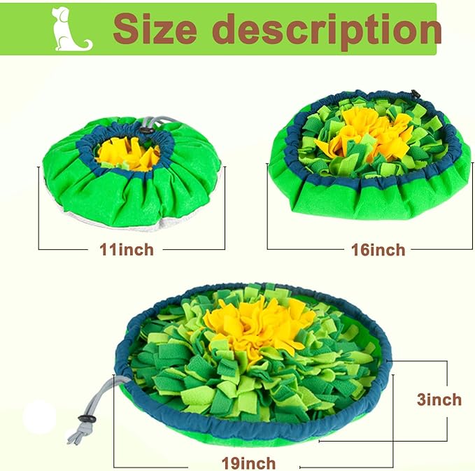 Snuffle Mat for Dogs Sniffing Feeding Mat,Dog Snuffle Mat Slow Feeding Bowl Dog Anti-Slip Nose,Adjustable Dog Digging Toys Encourages Natural Foraging Skills and Mental Stimulation (Green)
