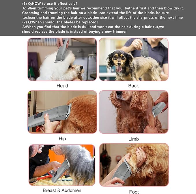 7Pack 10 Blades Dog Grooming Replacement Blades Compatible with Andis Pet Clipper/Oster A5/Wahl KM Series Dog Clipper,Ceramic Blade & Stainless Steel Blade (#10+30+40+3FC+4FC+5FC+7FC)