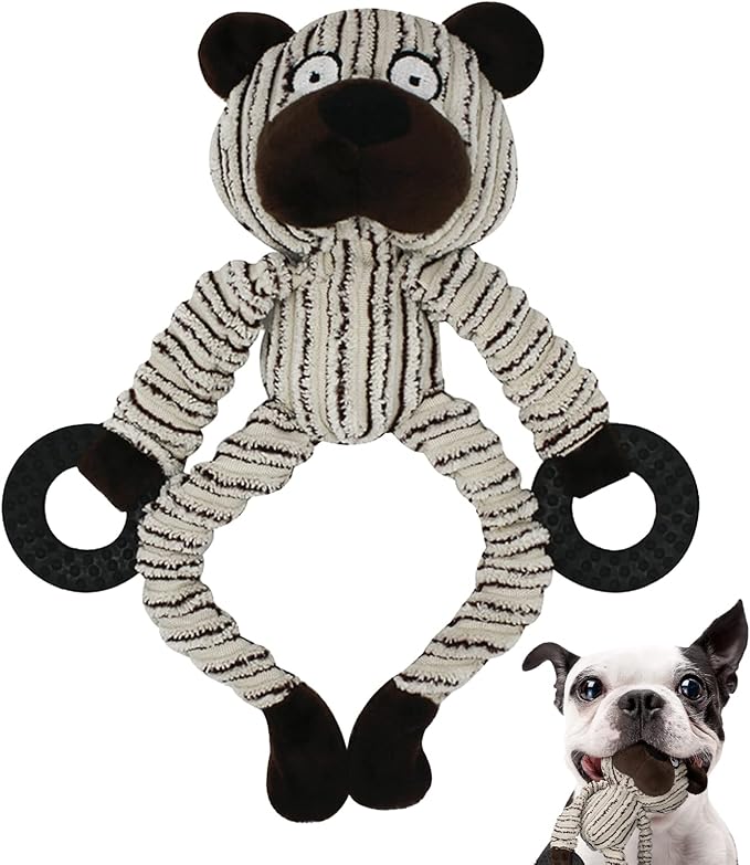 HGB Squeaky Puppy Toys, Plush Puppy Chew Toys for Teething, Dog Toys for Small Dogs, Small Dog Toys for Small Breed, Cute Bear Interactive Dog Toys for Pet Training and Entertaining