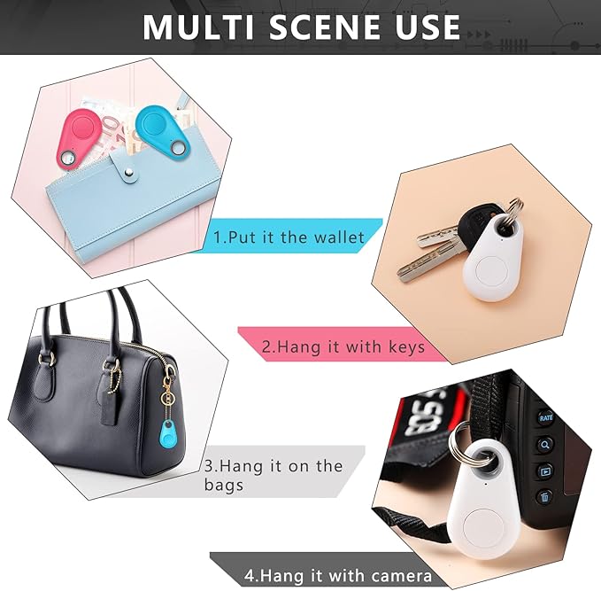 Konohan 8 Pack Key Finder Locator Anti Lost GPS Tracker Wireless Anti Lost Alarm Sensor Device Finder Mini Pet GPS Tracker for Locating Phone Keys Wallets Luggage Item, 5 Colors