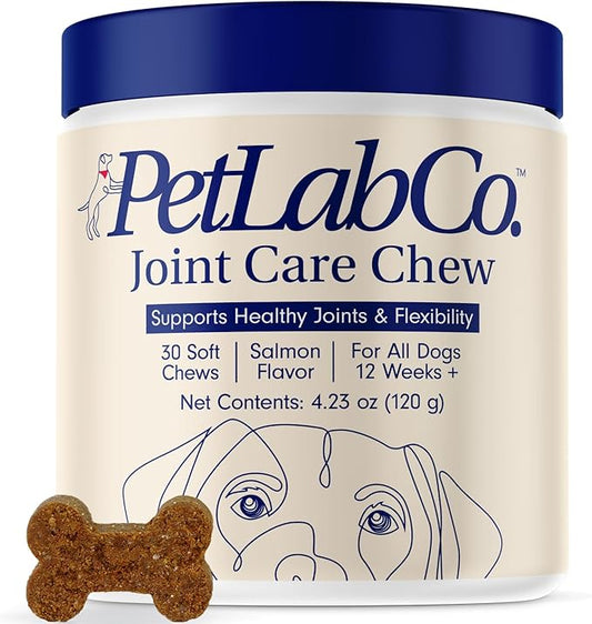 PetLab Co. Joint Care Chews - High Levels of Glucosamine for Dogs, Green Lipped Mussels, and Omega 3 - Dog Hip and Joint Supplement to Actively Support Mobility - Packaging May Vary - Salmon