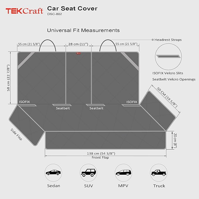 Dog Car Seat Cover Pet Back seat Cover for Dogs Rear Seat Cover Backseat Protector Auto Bench Covers Waterproof Protectors Universal Accessories fit for Cars SUVs Trucks