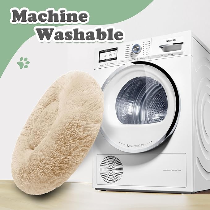 JOLLYVOGUE Dog & Cat Bed, Calming Anti-Anxiety Pet Bed for Small Dogs, Fluffy Donut Cushion for Small and Medium Pets (20")