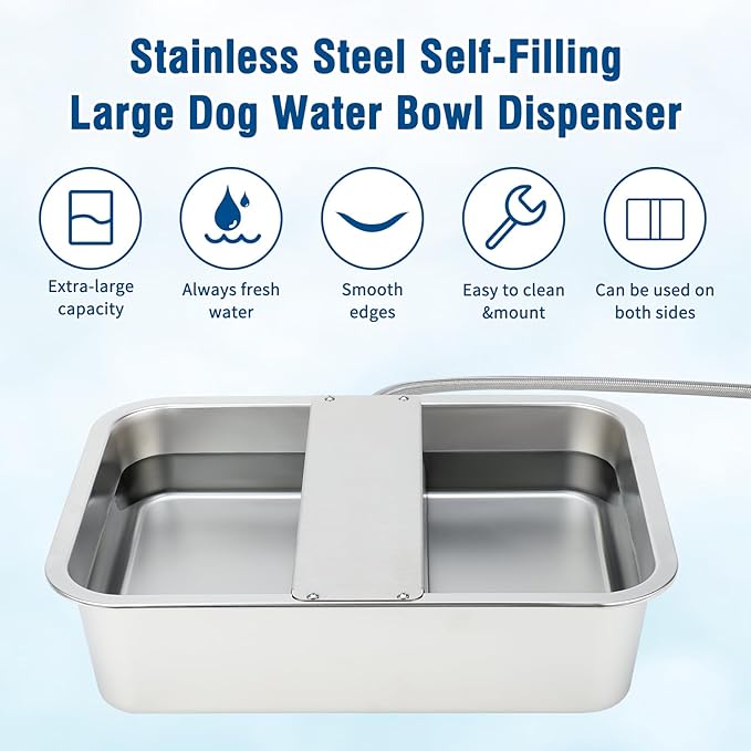 BWOGUE 5 Gal Automatic Dog Water Dispenser for Large Dogs Stainless Steel Outdoor Water Bowl Large Breed Self Filling Dog Waterer Feeder for Dogs Cat Chicken Livestock