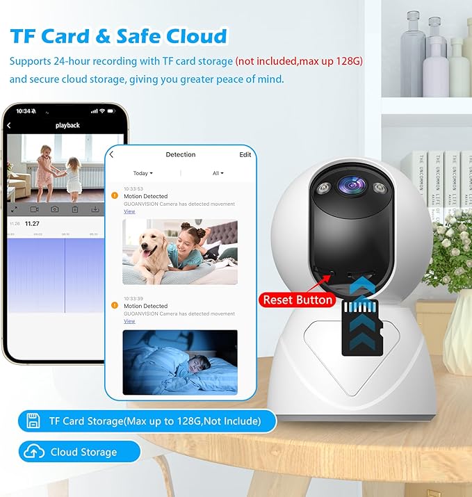 Indoor Security Camera, 5G WiFi Pan/Tilt Home Cameras for Baby Monitor/Pet/Elder/Kids/Bedroom, Auto-Focus and Zoom, Motion Tracking, 2-Way Audio, Siren, 3 Night Vision, Cloud & SD Card Storage