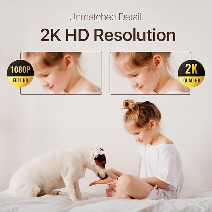 Dual Lens 2.4/5GHz WiFi Security Camera, 360° PTZ 2K Indoor Nanny Cams with Phone App, 2-Way Audio, Motion Tracking, Night Vision, for Pet/Dog/Baby Monitor/Elder/Home Security, Local Storage