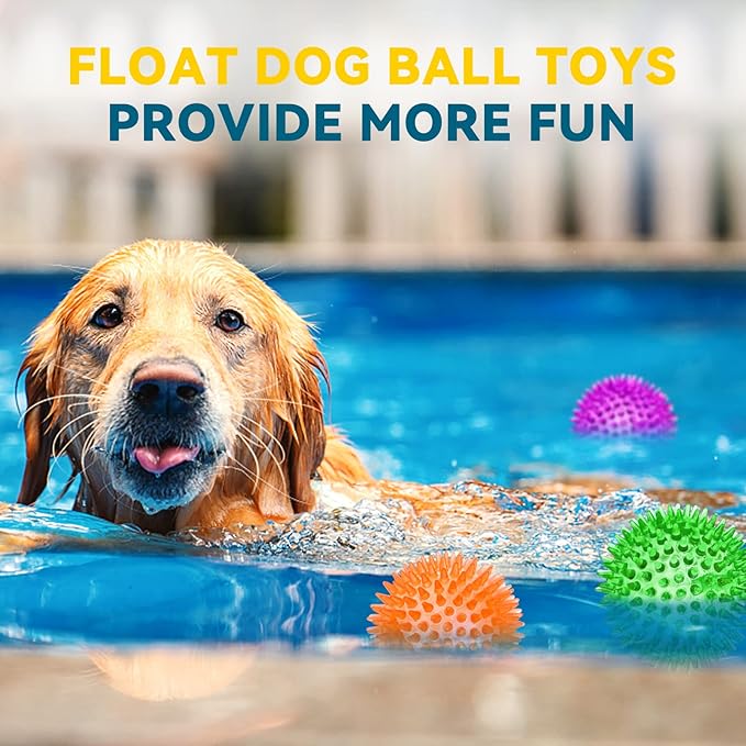 SHARLOVY 3.5” Large Dog Toys Ball, 6 Pack Squeaky oys, Durable for Aggressive Chewers, Spiky Ball for Clean Teeth and Training, Fetch Toys for Large Dogs, for Puppy Chew and Teething