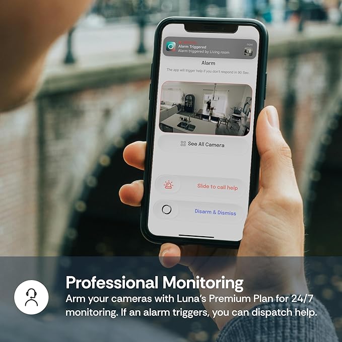 Luna Cameras for Home Security Indoor, Advanced AI Motion Detection, 360° Pan/Tilt, Plug-in, Night Vision, 2.4GHz WiFi, 2-Way Audio, Pet Camera with Phone App, Easy DIY Surveillance System (Black)