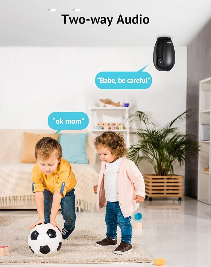 LaView Security Cameras 2k with Color Night Vision, 4MP Cameras for Home Security with Motion Detection, Two-Way Audio, Indoor WiFi Camera for Baby/Pet, Alexa, USA Cloud Service, 2pack Black