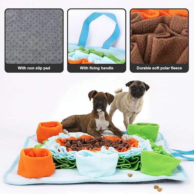 Snuffle Mat for Dog Puzzle Toys Interactive Pet Food Mat Cat Feeding with Fixing Handle Brain Stimulating Hand and Machine Washable Perfect for Any Breed