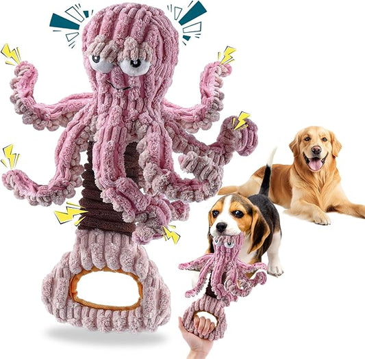 Squeaky Dog Toys, Octopus Dog Toy Interactive Tug of War Puppy Toy to Keep Them Busy(Purple)