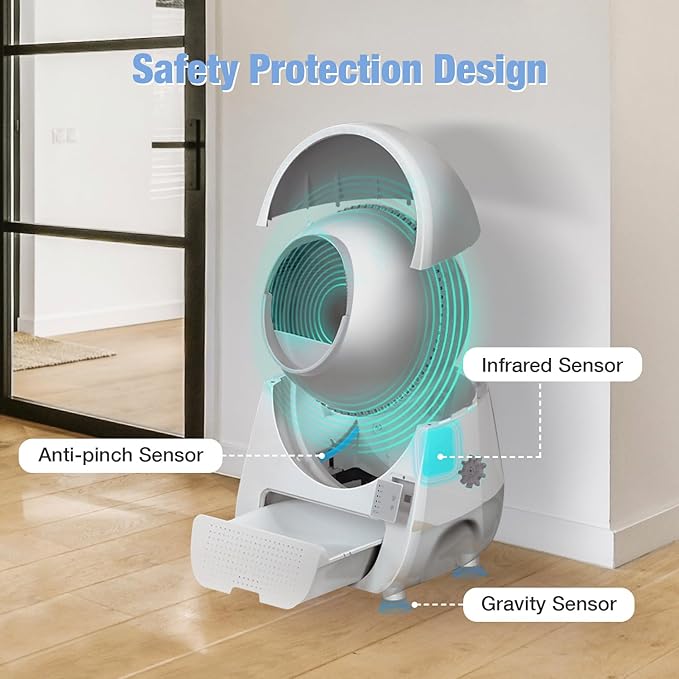 CATLINK Self Cleaning Cat Litter Box, Auto Safety Sensors for Multiple Cats 3.5~22 pounds, Double Odor Removal with Trash Bags(Young Version)