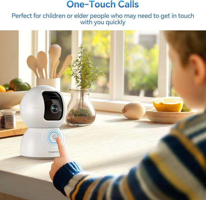 3K Smart Security Camera Indoor with 64GB SD Card,No Monthly Fee,Elderly/Baby Monitor Pet Camera, 360° View, Color Night Vision, AI Motion Tracking, 2-Way Talk,WiFi 6,Cloud Storage Option