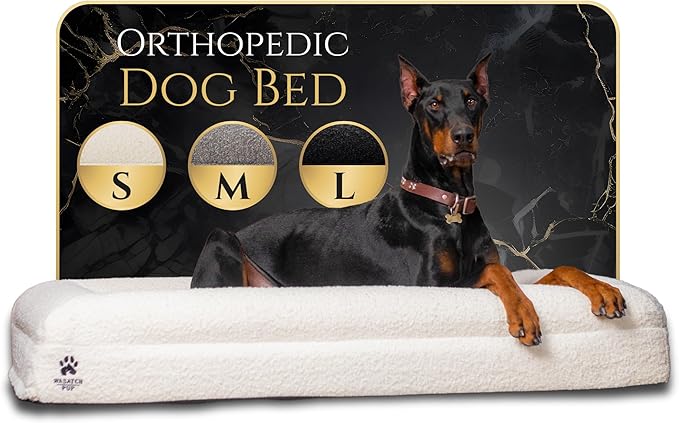 Luxury Boucle Fabric Orthopedic Dog Bed with Memory Foam | Breathable Comfort and Washable Dog Couch Bed with Waterproof Liner & Cover | Ideal Pet Beds for Small Dogs - Bone (29"x23"x6")