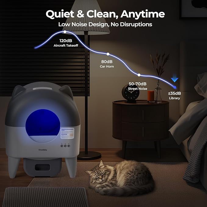 Self Cleaning Litter Box Automatic: Extra Large Self-Cleaning for Multiple Cats - APP-Controlled with Smart Sensors - Odor-Free - Safety Protection - Low Noise with Anti-Track Litter Mat