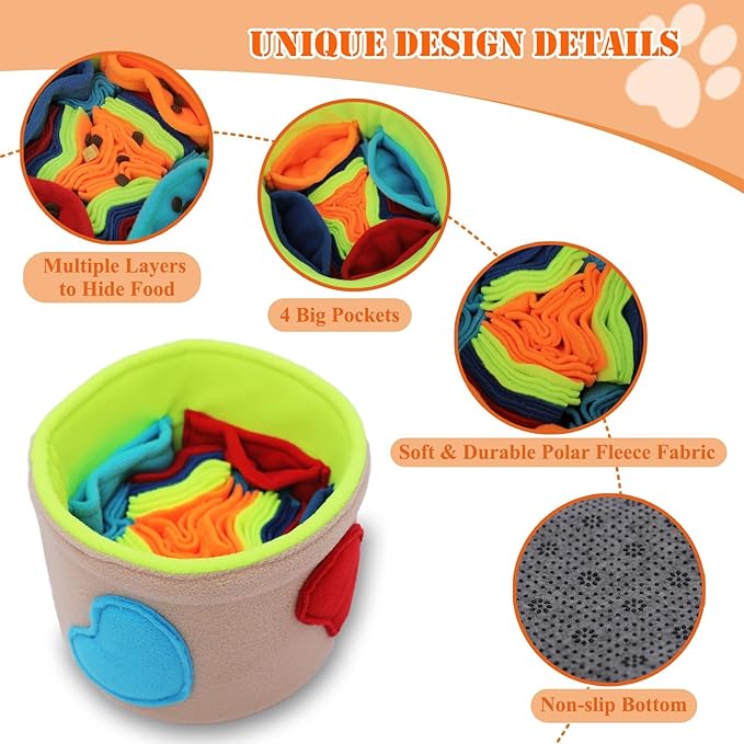 Snuffle Mat for Dogs, Interactive Dog Puzzle Toys, Enrichment Feeding Sniff Mat, Dog Slow Feeder Bowl with Non-Slip Bottom, Encourage Natural Foraging Skills and Stress Relief