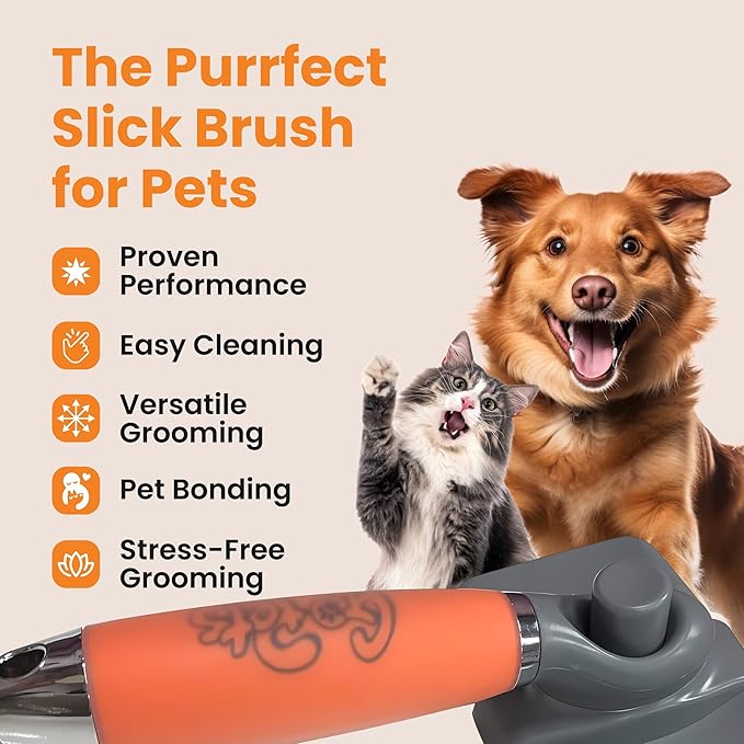 GoPets Pet Grooming Kit Bundle With 2 Sided Dematting Comb and Deshedding Rake + Professional Self-Cleaning Slicker Brush for Dogs and Cats