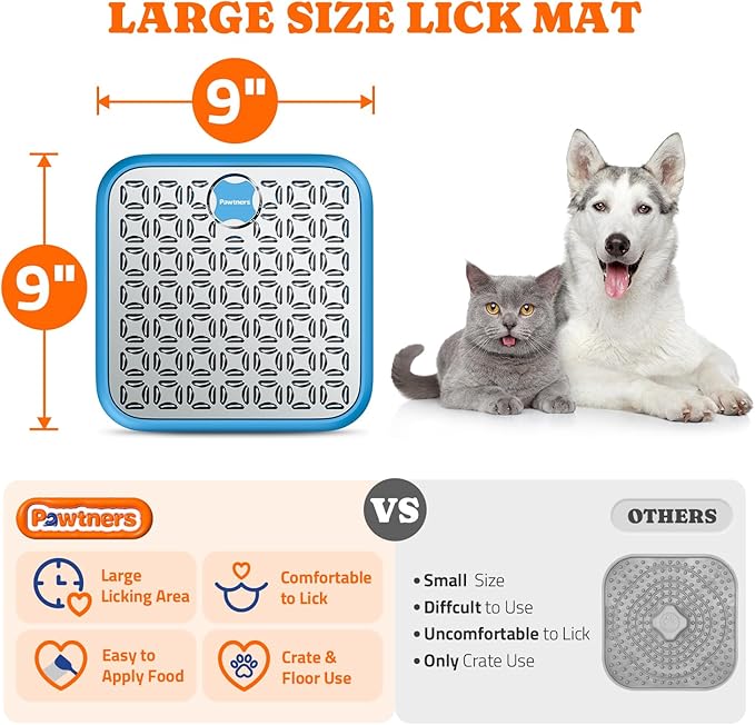 Lick Mat for Dogs: 2 Pack Stainless Steel Lick Mat for Cats, Crate Lick Mat for Dogs Large Breed, Dog Slow Feeder Mat for Bathing Grooming, Slow Feeding, Boredom & Anxiety Reducer, Blue