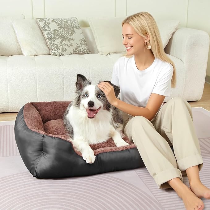 Dog Bed, Rectangle Washable Extra Large Dog Bed, Comfort and Soft Pet Couch for Extra Large Dogs, Non-Slip Bottom, Black
