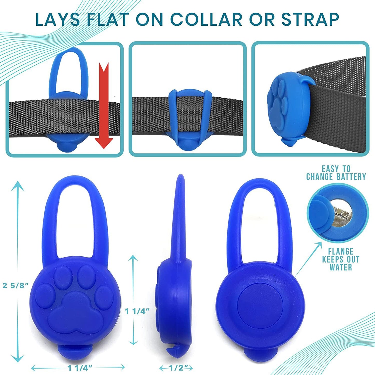 Avando Dog Collar Light, Dog Lights for Might Walking Waterproof Silicon LED Dog Collar Safety Night Walking Lights for Dog and Cat - Batteries Included (3 pcs)