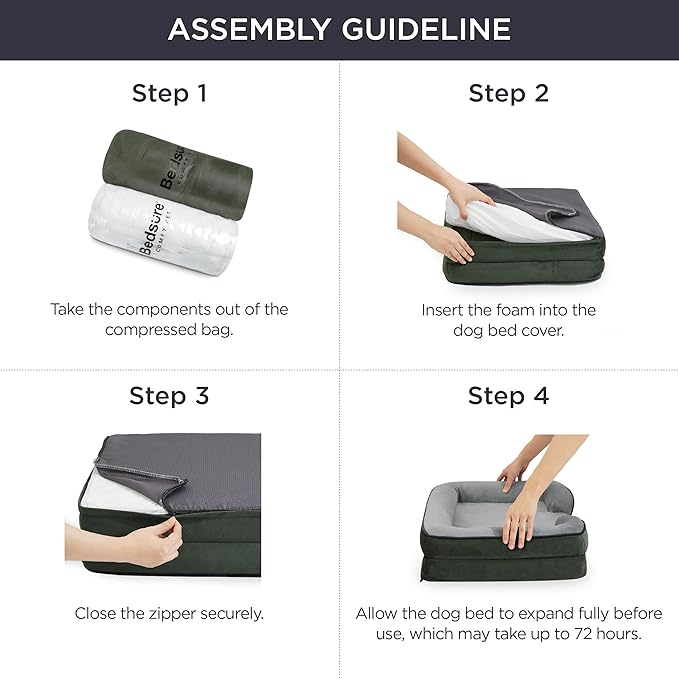 Bedsure L Plus Orthopedic Dog Bed for Large Dogs - Waterproof Dog Cat Bed, L Plus Big Comfort Dogs Couch Sofa with Washable Removable Cover, Pet Bed with Nonskid Bottom, Boreal Canopy Green, 38"