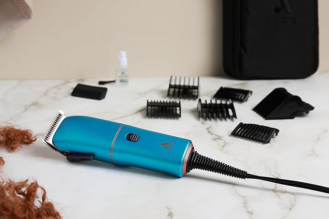 Andis Easy Clip Adjustable Blade Corded Dog Clipper, 11 Piece Kit, Lightweight, Powerful Motor, Blue, 560814