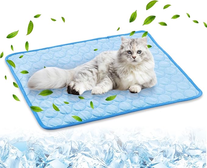 Dog Cooling Mat,2025 New Pet Cooling Mats,Washable Portable Pet Coolings Pad for Dogs & Cats Sleeping Mats for Summer,Portable Dog Cool Bed for Home & Outdoor, Keep Cool (Blue-M-24×20")