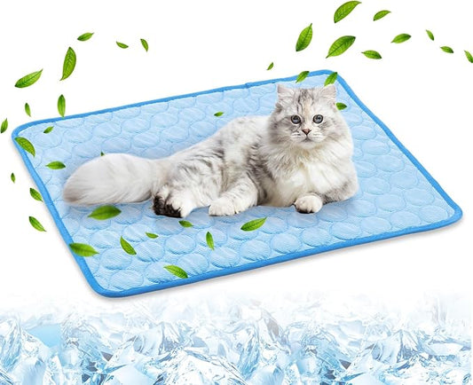 Dog Cooling Mat,2025 New Pet Cooling Mats,Washable Portable Pet Coolings Pad for Dogs & Cats Sleeping Mats for Summer,Portable Dog Cool Bed for Home & Outdoor, Keep Cool (Blue-M-24×20")