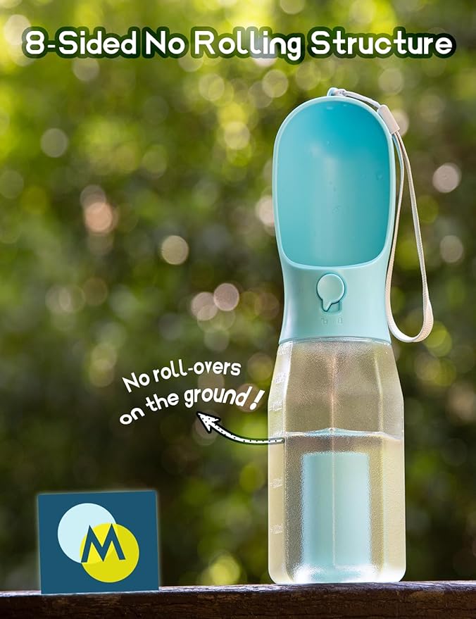 Portable Water Bottle for Dogs, 3 in 1 Pet Travel Bowl Dispenser with Food Treat Container & Poop Bag Holder, Summer Walking Hiking Accessories for Large Dog On The Go - White, 20oz