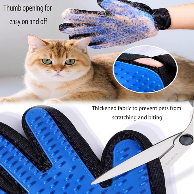 VCZONE 2 in 1 Cat Grooming Glove, Double-Sided Use Pet Hair Remover Glove, 1 Side is Gentle Grooming for Dogs, Cats, The Other is Effective Hair Remover for Furniture, Clothing (Pink, Right-Hand)